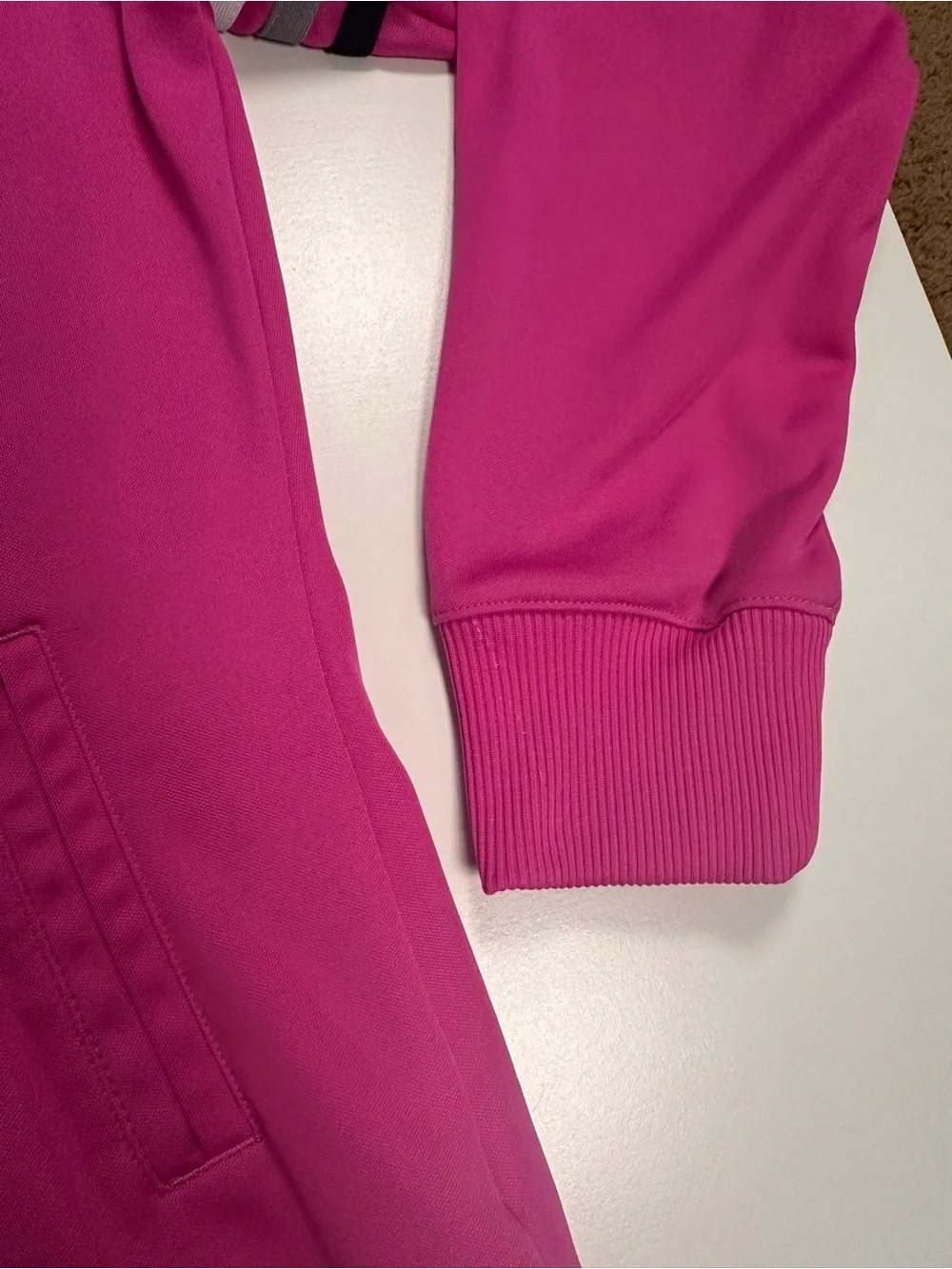 adidas Girls' Bright Pink Hooded Track Jacket with Chevron Stripes